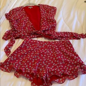 Red tobi two piece set